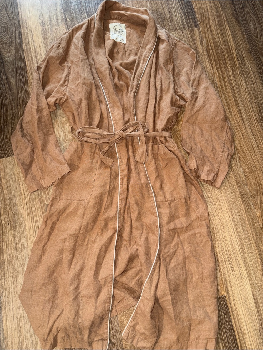 Manufacture de Lin 100% linen brown robe size L